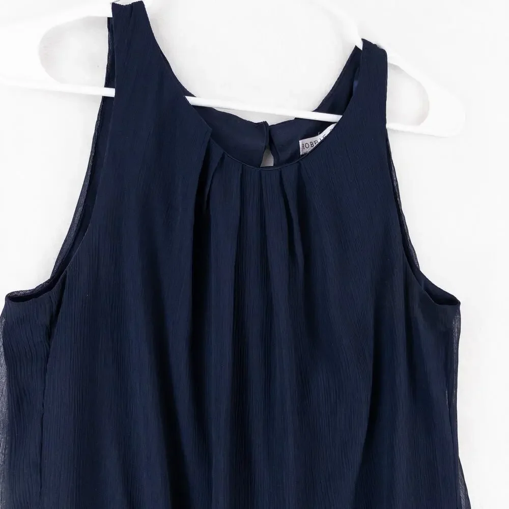 Robbie Bee Dress Size 6 Navy Blue Tank Sleeveless Midi Sundress Comfort Whimsy - Picture 3 of 10